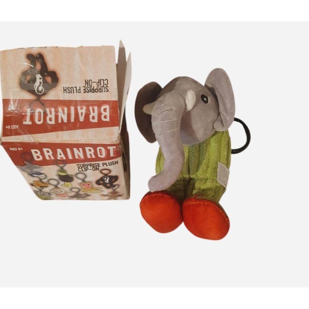 Brainrot Surprise Plush Clip-On Elephant Mystery Blind Box Figure Keychain
